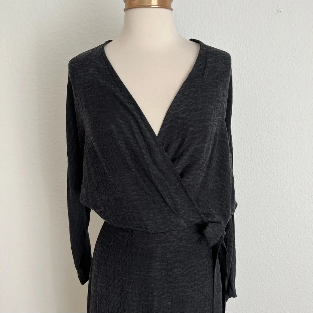 UNDRESS Lithuania ( NWT) | XS/S Maneli Cupro Black Midi Wrap Dress - Picture 7 of 12